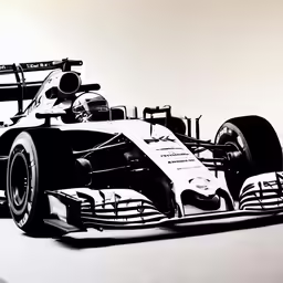 a car that is in black and white, with the side of it showing
