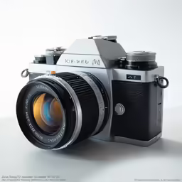 the old photo camera is displayed against a white background