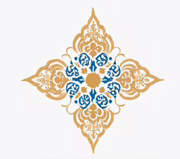 an ornate, blue and yellow pattern on a white wall,a colorful and intricately designed design