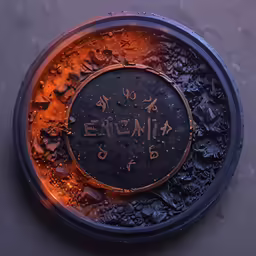 a black round shaped plate with writing written in it