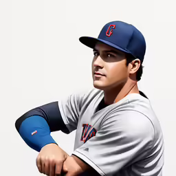 a baseball player in grey and blue is holding a bat