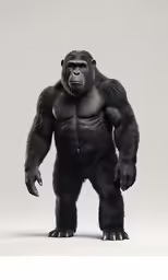a gorilla standing in a white background