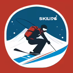 a skier is on top of a blue hill