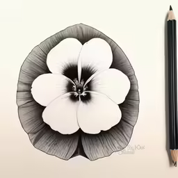a pencil drawing of a large flower