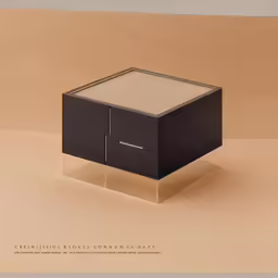 a small desk is on a table with a square surface