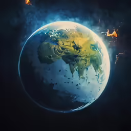 a very large globe with some animals flying around it