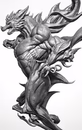 a black and white image of a dragon