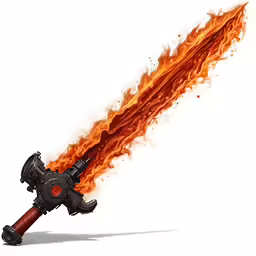 a very nice looking fire - hitting sword with some sort of flame