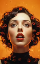 a woman with circles on her hair