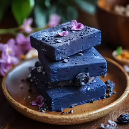 pieces of chocolate on a plate with flowers