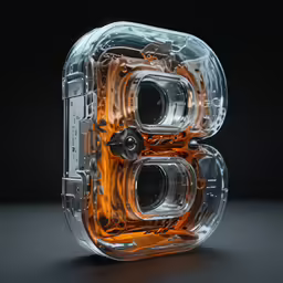 the camera is shown inside the glass case