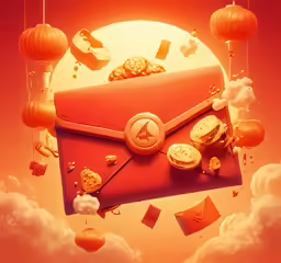 an image of a red envelope with money coming out
