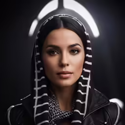 a young lady wearing a hooded jacket and scarf