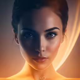 a woman with blue eyes and orange hair