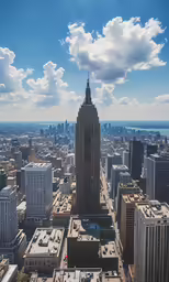 a large building that is very tall next to other buildings