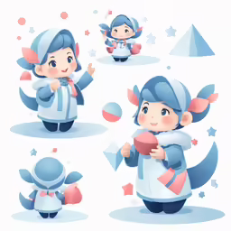 three images of the character girl in different poses