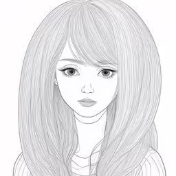 a girl with long, straight hair and large eyes