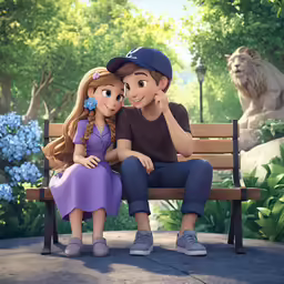 the princess and her brother sit on the bench