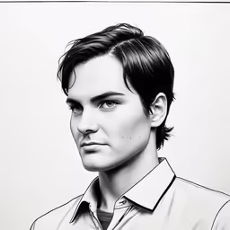 a black and white photo of a young man