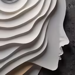 a sculpture that looks like waves with a clock