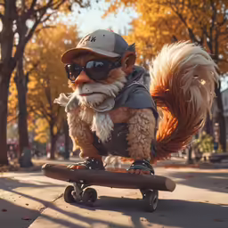 a cartoon monkey is on a skateboard wearing a hat and shades
