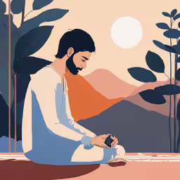 a man is sitting on the ground and has something in his hands,a man sitting on the ground with his hands on his knee