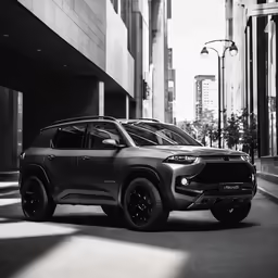 the new toyota cross country concept suv is shown in black and white