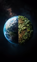a green planet with vegetation on it