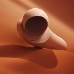 a vase sitting on top of an orange surface