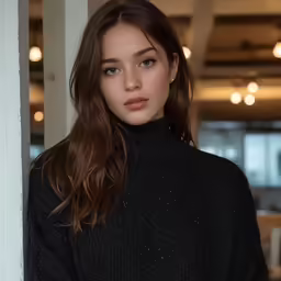 a close up view of a woman posing for the camera