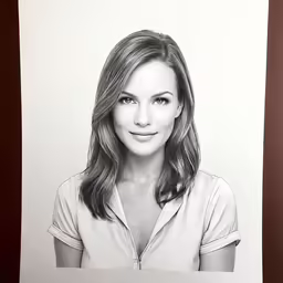 a drawing of a woman in front of a white wall