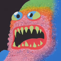 a very large mouthy painting on a black background