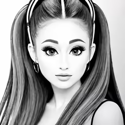 black and white photo of a woman with long hair