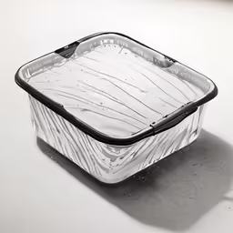a transparent container with black straps and clear handle