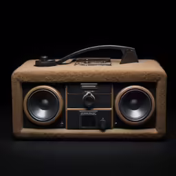 a radio made out of a speaker and a piece of brown cloth