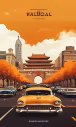 a movie poster with a car in the middle