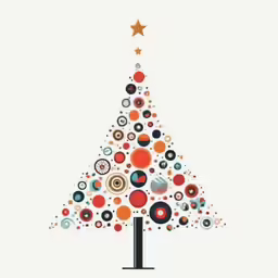 an artistic christmas tree with circles and stars