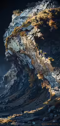 some kind of strange looking cliff face and two people