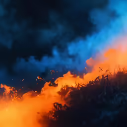 the flames are blazing against a dark background