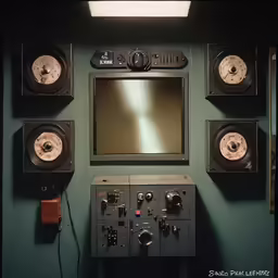 a large television sitting on top of a shelf