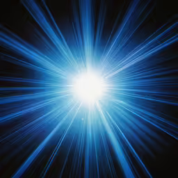 blue and white light bursts in the dark