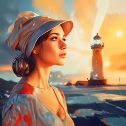 there is a woman that has a hat on