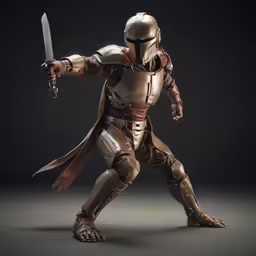 a toy figure of a character with armor holding a sword