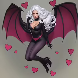 a girl with wings and a top that has hearts on it