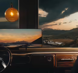 a television is on top of a table