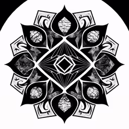 the black and white drawing shows a circular pattern
