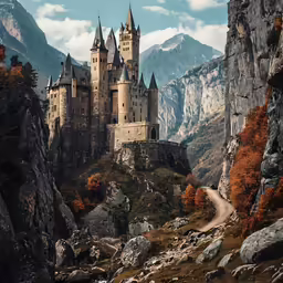 a large castle on the side of a mountain