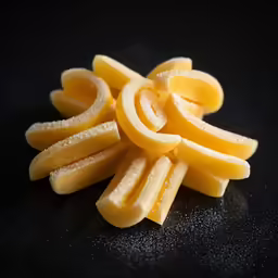 sliced mango slices are arranged to form a spiral