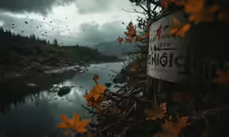the leaves are orange and there is something