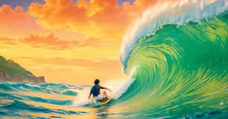 the water is very large and very large,a surfer in the water riding a wave
